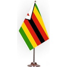 Zimbabve Masa Bayrağı Krom Direkli