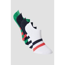 Altınyıldız Classics Erkek Lacı Beyaz Kırmızı 4'lü Desenli Sneaker Çorap