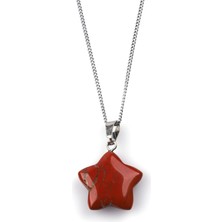 Alibaba Doğaltaş Red  Jasper Doğal Taş Yıldız Model Kolye