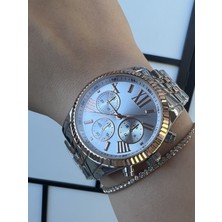 POLO55 Rose-Gümüş Metal Kordon Kol Saati PLUM004R002 Suya Dayanıklı Kadın Analog Fonksiyonlu