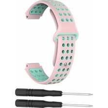 Markacase Garmin Forerunner 620 630 735XT Uyumlu Delikli Silikon Kordon Pembe Yeşil