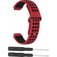 Markacase Garmin Forerunner 220 230 235 Uyumlu Delikli Silikon Kordon Kırmızı Siyah
