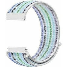 Markacase Galaxy Watch 42 mm Uyumlu Dokuma Kordon Çizgili Mavi