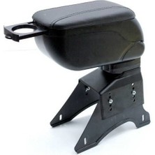 Oto h.i.t. Renault Clio 3  Uyumlu Kol Dayama ve Kolçak Sürgülü Bardaklıklı Ayarlanabilir Siyah Deri