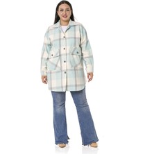 Disentis Modest Büyük Beden Gömlek Yaka Eteği Oval Kesim Kapaklı Cepli Oduncu Mint Yeşili Ceket Gömlek