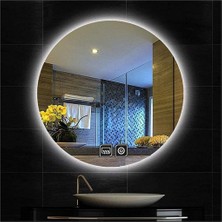 Dnr-Mirror90 Cm Buğu Yapmayan Dokunmatik Tuşlu Beyaz Ledli Yuvarlak Banyo Aynası