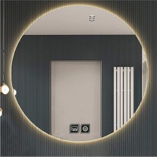 Dnr-Mirror90 Cm Buğu Yapmayan Dokunmatik Tuşlu Günışığı Ledli Yuvarlak Banyo Aynası