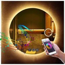 Dnr-Mirror50 Cm Bluetoothlu Buğu Yapmayan Makyaj Aynalı Günışığı Ledli Yuvarlak Banyo Aynası