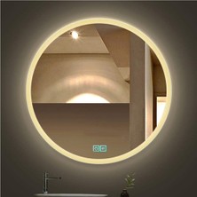 Dnr-Mirror50 Cm Buğu Yapmayan Dokunmatik Tuşlu Kumlamalı Günışığı Ledli Yuvarlak Banyo Aynası