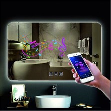 Dnr-Mirror75x105 Cm Bluetoothlu Buğu Yapmayan Dokunmatik Beyaz Ledli Dikdörtgen Banyo Aynası