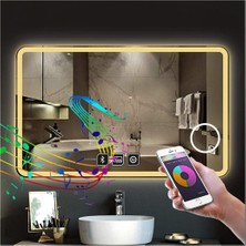 Dnr-Mirror65x90 Cm Bluetoothlu Buğu Yapmayan Makyaj Aynalı Dokunmatik Günışığı Ledli Dikdörtgen Banyo Aynası