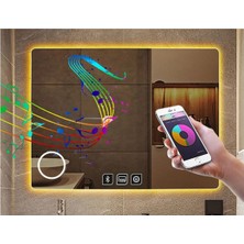 Dnr-Mirror65x90 Cm Bluetoothlu Buğu Yapmayan Makyaj Aynalı Dokunmatik Günışığı Ledli Dikdörtgen Banyo Aynası