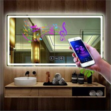 Dnr-Mirror50x65 Cm Bluetoothlu Buğu Yapmayan Dokunmatik Beyaz Ledli Dikdörtgen Banyo Aynası