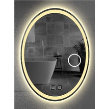 Dnr-Mirror73x93 Cm Buğu Yapmayan Dokunmatik Tuşlu Makyaj Aynalı Kumlamalı Günışığı Ledli Elips Banyo Aynası