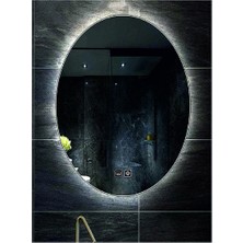 Dnr-Mirror73x93 Cm Buğu Yapmayan Dokunmatik Tuşlu Beyaz Ledli Elips Banyo Aynası