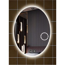 Dnr-Mirror73x93 Cm Buğu Yapmayan Makyaj Aynalı Dokunmatik Beyaz Ledli Elips Banyo Aynası