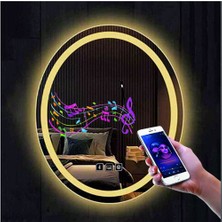 Dnr-Mirror73x93 Cm Bluetoothlu Buğu Yapmayan Dokunmatik Tuşlu Kumlamalı Günışığı Ledli Elips Banyo Aynası