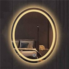 Dnr-Mirror55x75 Cm Dokunmatik Tuşlu Kumlamalı Günışığı Ledli Elips Banyo Aynası