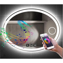 Dnr-Mirror50xDnr-Mirror 70 cm Bluetoothlu Buğu Yapmayan Makyaj Aynalı Dokunmatik Beyaz Ledli Elips Banyo Aynası