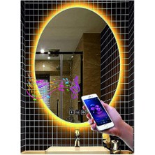 Dnr-Mirror50xDnr-Mirror 70 cm Bluetoothlu Buğu Yapmayan Dokunmatik Tuşlu Günışığı Ledli Elips Banyo Aynası