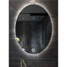 Dnr-Mirror35x55 Cm Dokunmatik Tuşlu Beyaz Ledli Elips Banyo Aynası