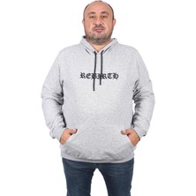 Starbattal Büyük Beden Sweatshirt Kapşonlu Rebirth 22701-GRI