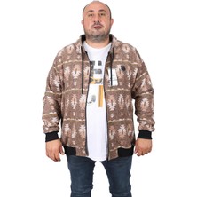 Starbattal Kapüşonlu Oduncu Sweatshirt Erkek 22221-KAHVERENGİ Uzun Kol Baskılı Tasarım
