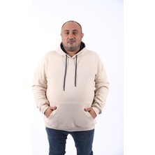 Starbattal Büyük Beden Erkek Basic Sweat Kapüşonlu 11700-BEJ