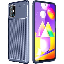 Aqua Aksesuar Samsung Galaxy M31S Kılıf Rugged Armor Karbon Desenli Tam Koruma Silikon Kapak