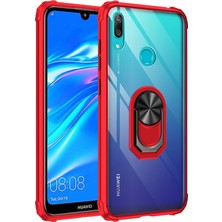 Pilanix Huawei Y7 Prme 2019 Kılıf Silikon Kenarlı Yüzüklü Manyetik Mola Kapak