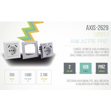 Axis Sıva Altı Topraklı Priz 16A + 2 USB 2,3A