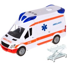 Popseker Ambulans Sesli Işıklı Tüm Kapıları Açılan Sedyeli Çek Bırak Özellikli Oyuncak Ambulans 26CM.