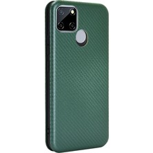 Wansheng Oppo Realme Narzo 20 Için Karbon Fiber Doku Manyetik Tpu + Pc + Pu Deri Telefon Kılıfı - Yeşil  (Yurt Dışından)