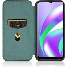 Wansheng Oppo Realme Narzo 20 Için Karbon Fiber Doku Manyetik Tpu + Pc + Pu Deri Telefon Kılıfı - Yeşil  (Yurt Dışından)