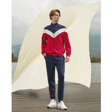 Doreanse Erkek Lacivert Kırmızı Çizgili Fermuarlı Eşofman Takımı 4713