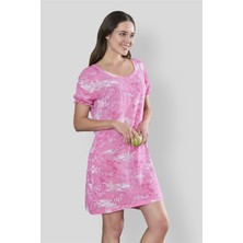 Doreanse Kadın Viskon Pembe Desenli Elbise 4006