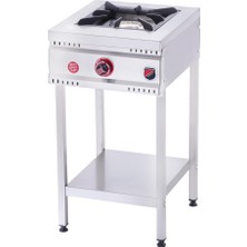 Işıkgaz Silverinox Endüstriyel Doğalgazlı Taban Raflı Midi 1 Gözlü Ocak