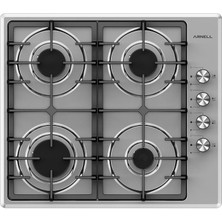 Arnell AR-639L Yandan Düğmeli Gaz Emniyetli Döküm Izgaralı Inox Setüstü Ocak