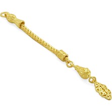 Gümüş Hediye Al Anadolu Deseni Tasarım Gold Renk Kalın Zincirli 925 Ayar Gümüş Püskül