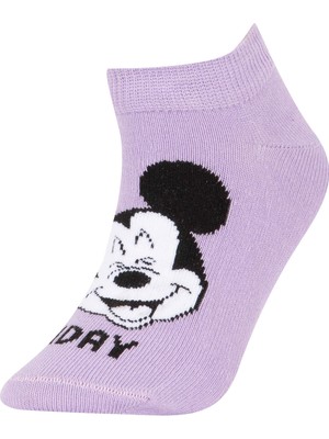 DeFacto Kız Çocuk Disney Mickey & Minnie Lisanslı Pamuklu 5'li Kısa Çorap X9896A6NS