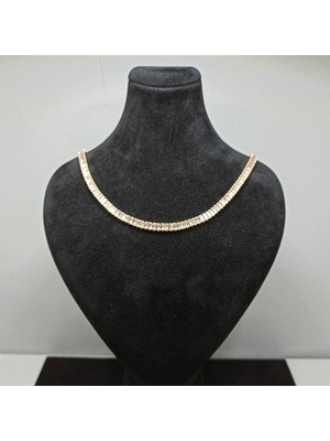 4mm Altın Kaplama Zirkon Taşlı Kadın Baget Su Yolu Kolye