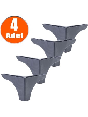 Badem10 Bellona Mobilya Kanepe Sehpa Puf Koltuk Ayağı 10 Cm Antrasit Baza Ayakları (4 Adet)