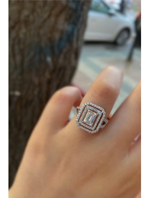 Erer Gümüş Gümüş Baget Taşlı Bayan Yüzük OZ46E26E