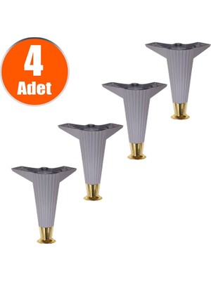 Badem10 Mobilya Kanepe Koltuk Sehpa Ünite Ayağı 17 Cm Antrasit Gold Baza Ayakları (4 Adet)