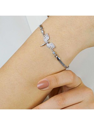 925 Gümüş Melek Tasarımlı 925 Ayar Gümüş Kadın Bileklik