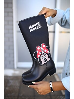 Sea & Blue Shoes Minnie Mouse Baskılı  Kadın Yağmur Çizmesi