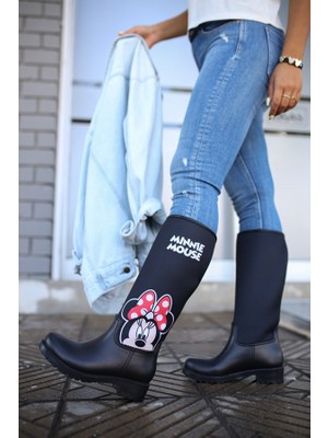 Sea & Blue Shoes Kadın Yağmur Çizmesi Siyah PVC Malzeme ile Klasik Tasarım ve Konfor