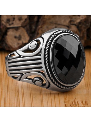 Siyah Zirkon Taşlı 925 Ayar Gümüş Yüzük