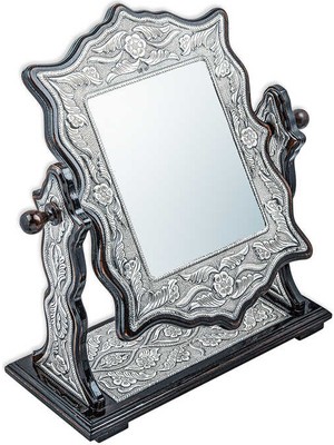 Supertrend ​gümüş Çiçek Desenli Kare Çift Taraflı Ayna