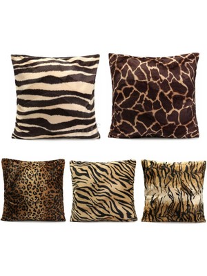 Qearl 6pcs Yumuşak Hayvan Baskı Zebra Leopar Peluş Peluş Yastık Kasası Yastık Kapağı